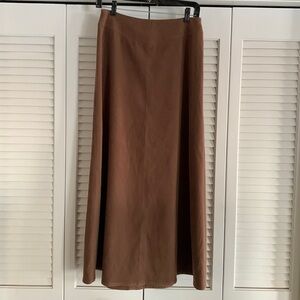 Talbots Tan Brown Maxi Skirt Women’s Side Zip Stretch A-line Preppy Size 8